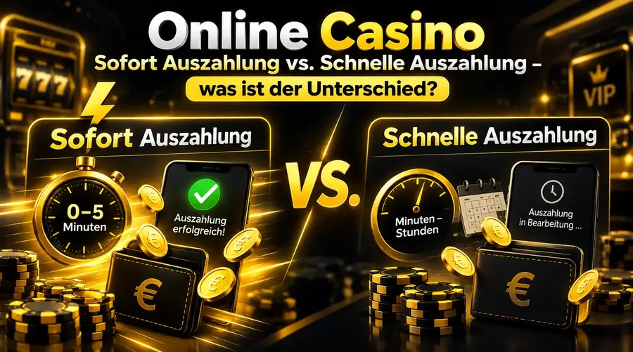 Illustrativer Vergleich von Sofortauszahlung und schneller Auszahlung